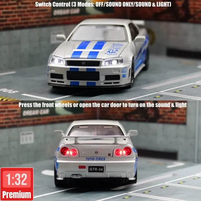 Nissan Skyline R34 Diecast Model Car 1:32 3
