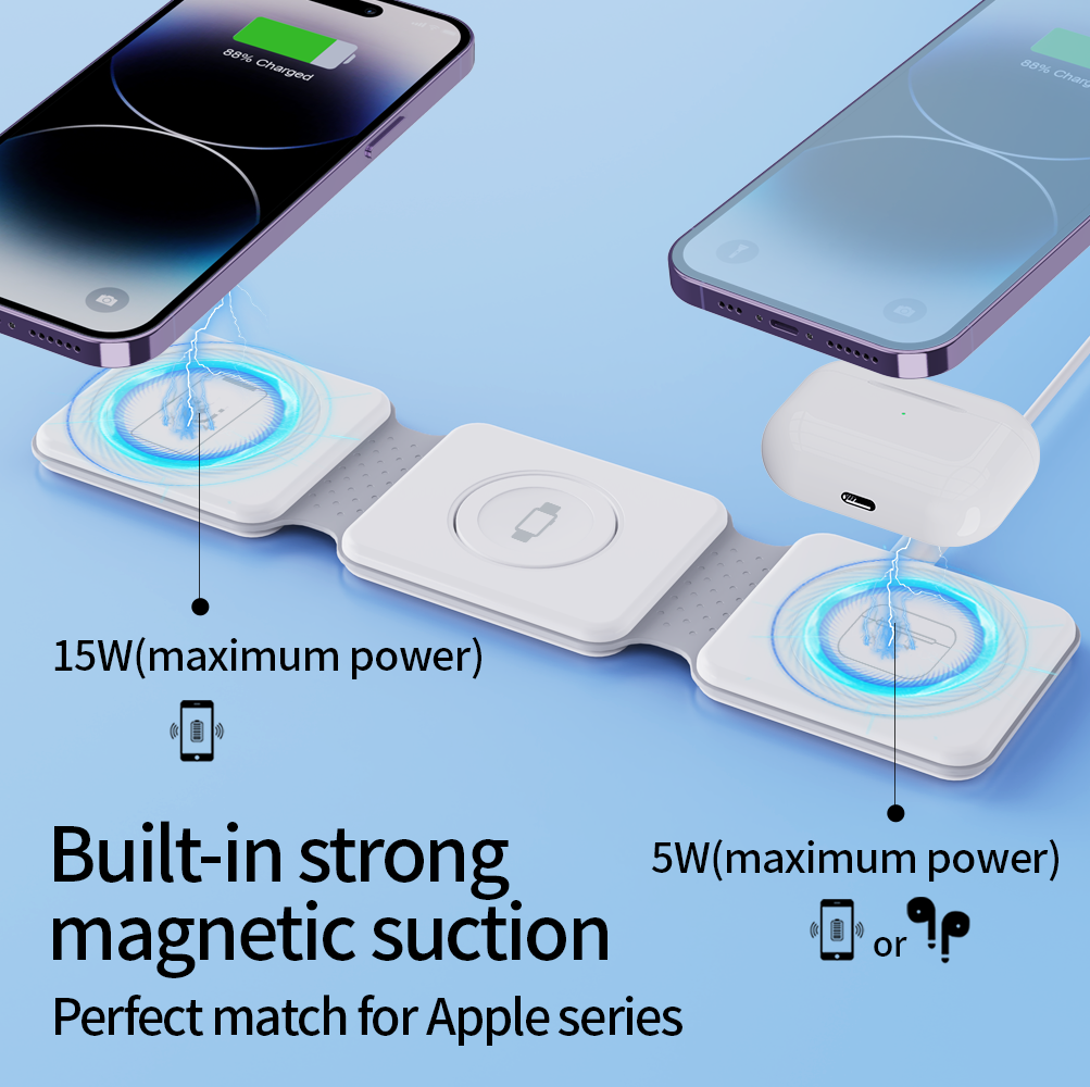 Foldable 3-in-1 Wireless Charging Station 15W 2