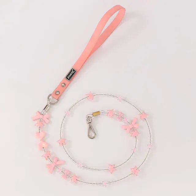 Beaded Dog Collar with Leash 2