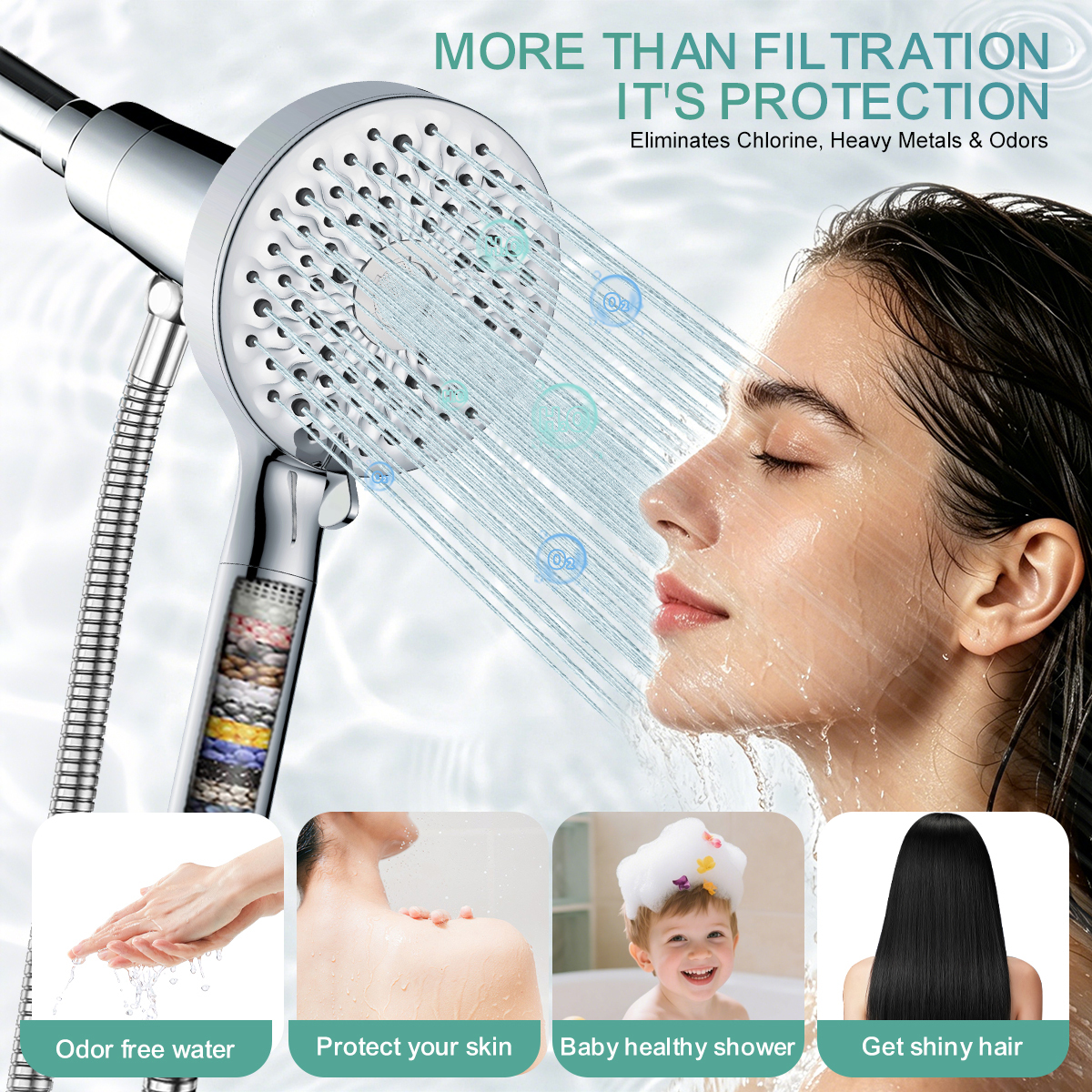 8 Function Handheld Shower Head High Pressure Soft