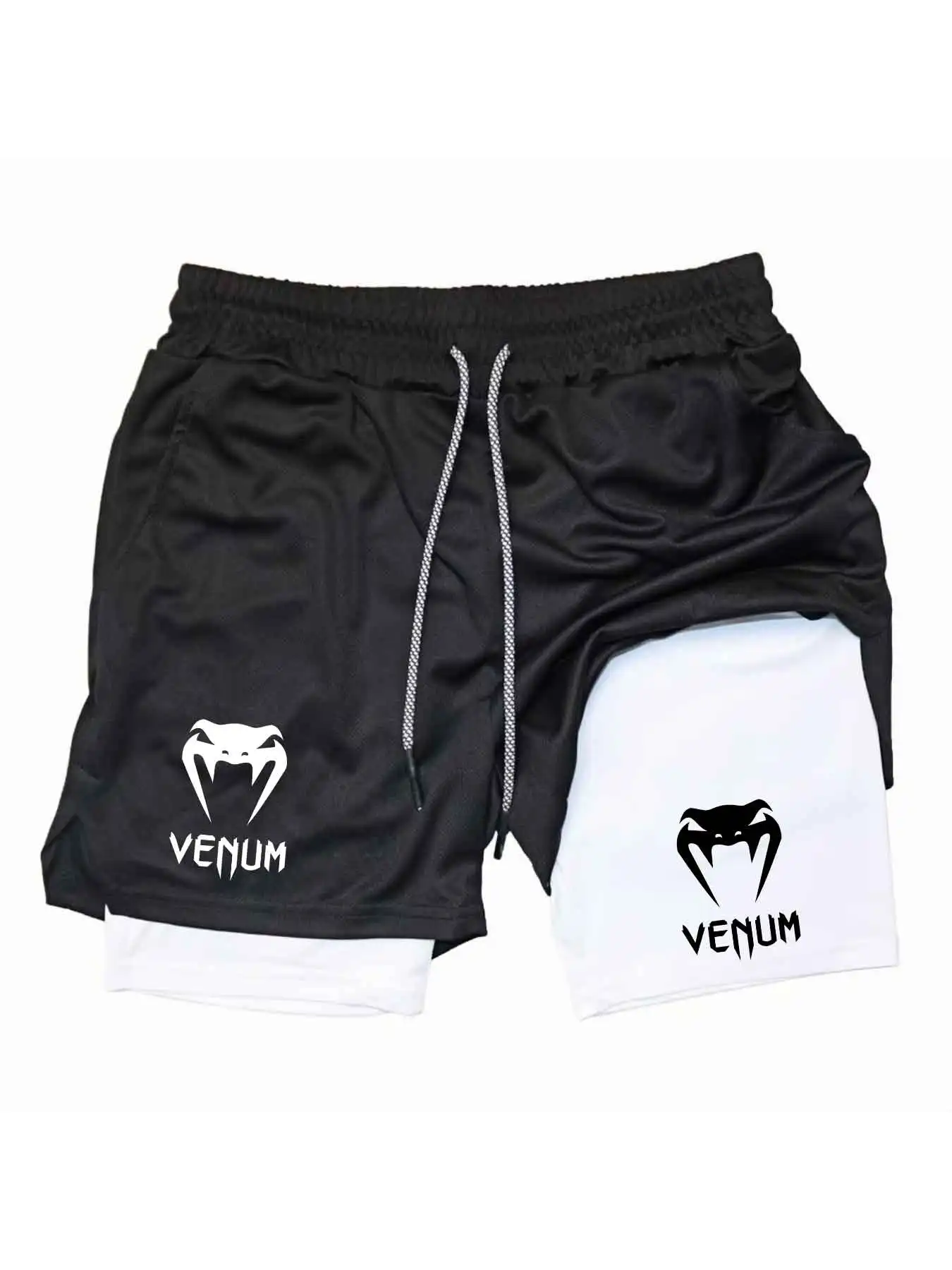 2-in-1 Double-Layer Gym Running Shorts