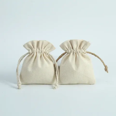 10 Stück Natürliche Baumwolle Sackleinen Jute Canvas Geschenktüten