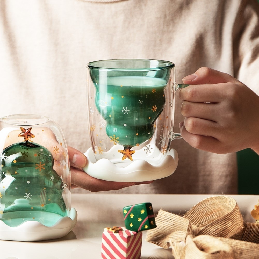 Doppelwandige Glastasse mit Henkel für Espresso