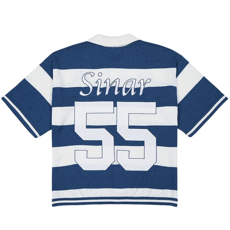 Herren Feinstrick Pullover im Football-Streifen-Look 2