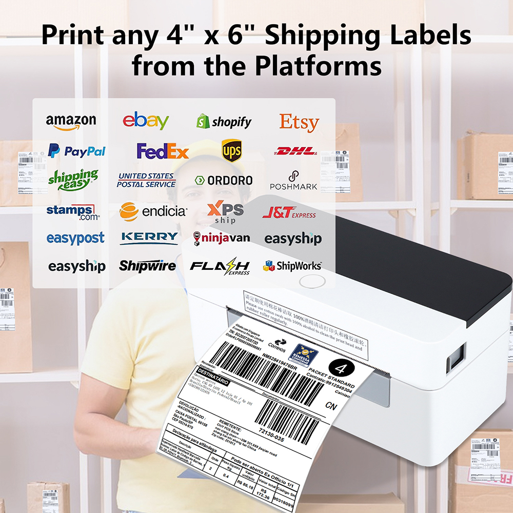 Xprinter XP-D463B BT USB Shipping Label Printer Address 4