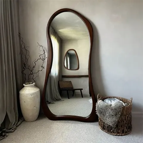Arched Wood Full-Length Floor Mirror