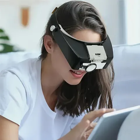 10-fache Stirnband-Brillenlupe Verstellbare Größe LED-Lupe Lupe Brille zum