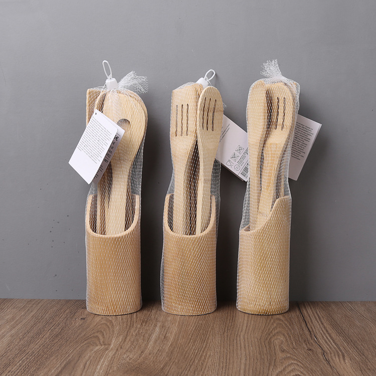 Antihaft-Holzkochlöffel-Set mit Spatel 4