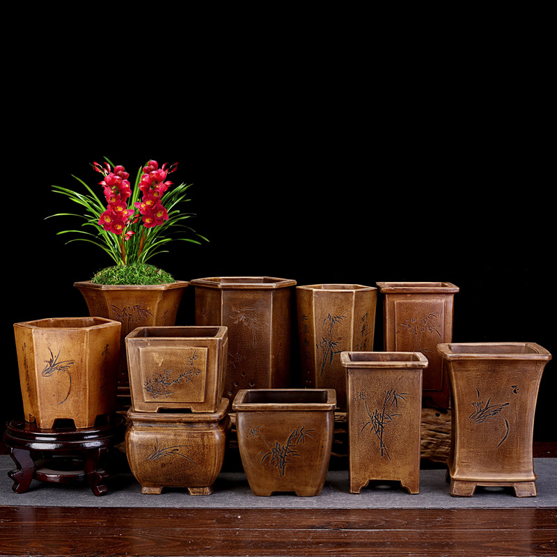 Orchid Grass Succulent Small Flower Pot Porcelain Minimalist