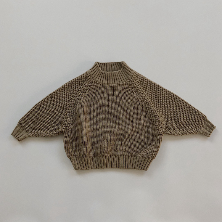 Children's Padded Pullover Sweater Retro Thick Line Half