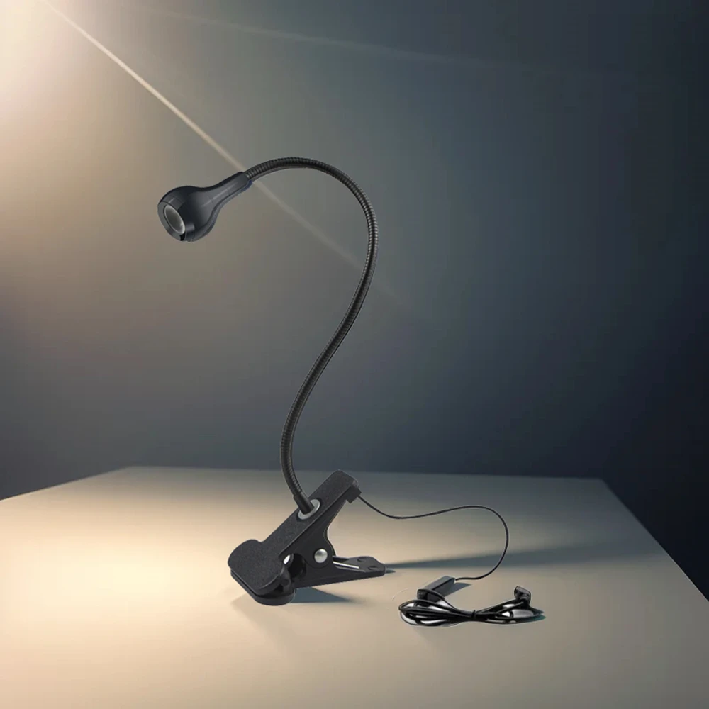 360-Grad-flexible Schreibtischlampe mit Halter-Clip USB-Stromlampe Lesebuch Licht Aufsteckbares