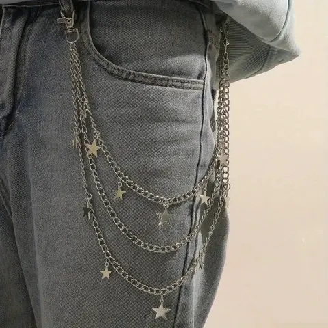 Herren-Kettengürtel mit Stern- und Pentagramm-Charms