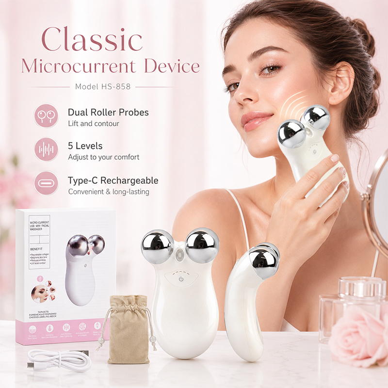 5 Level Microcurrent Facial Massager Dual Roller Face 2