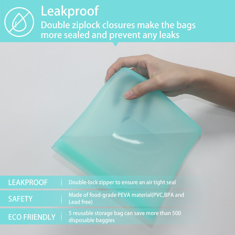 Wiederverwendbarer Silikon-Zip-Lock-Beutel, plastikfrei 3
