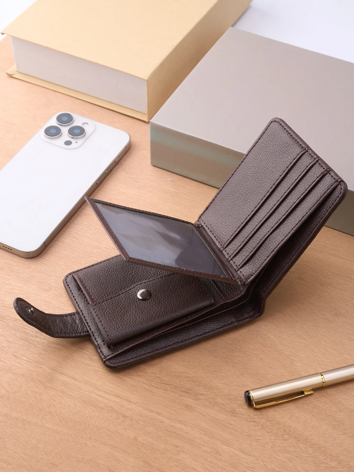 Schlanke Herren-Leder-Zipper-Geldbörse 3