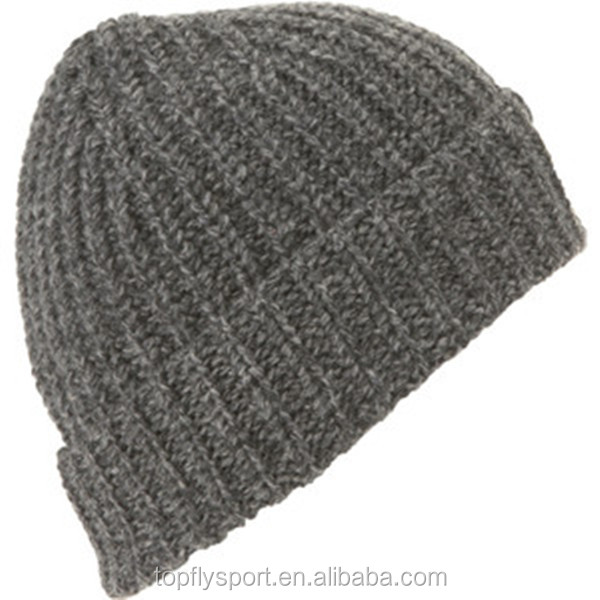 Grey Merino Wool Beanie Hat 2