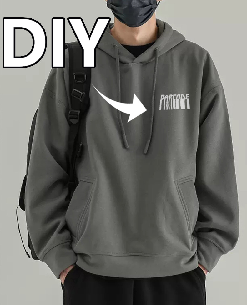 Heavyweight No Drawstring Pullover Hoodie Digital Print French 4