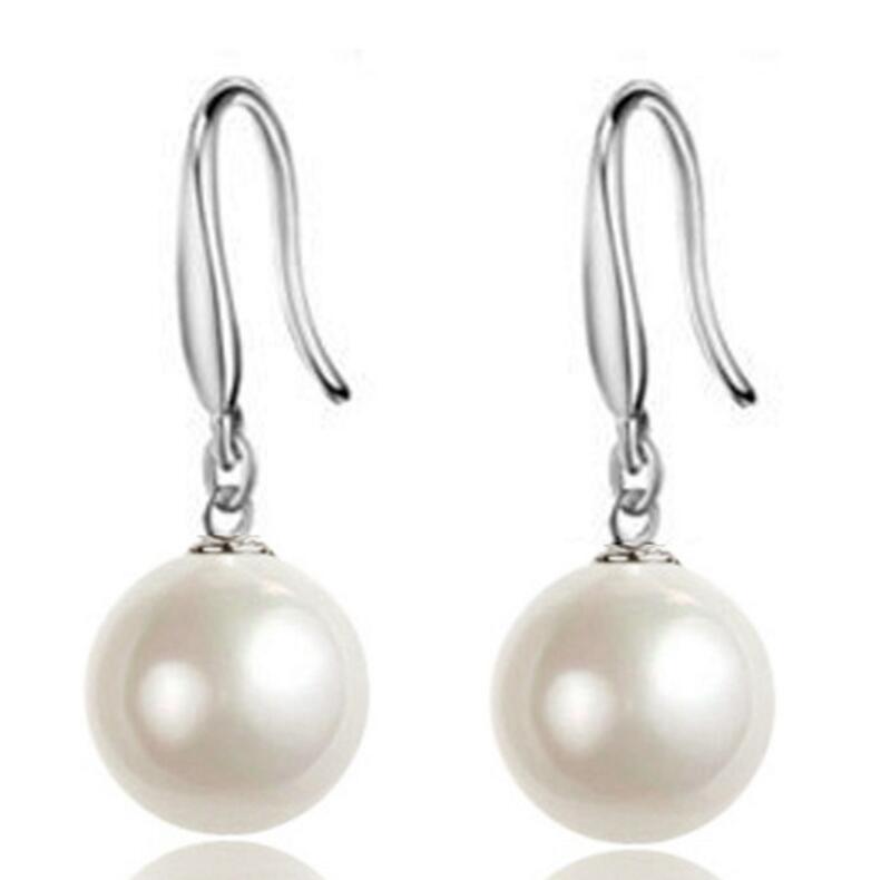 White Plated Long Earring for Women Pearl Earrings