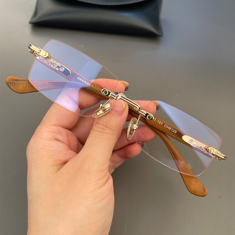 Transparent Square Rimless Eyeglasses Blue Light Blocking Glasses