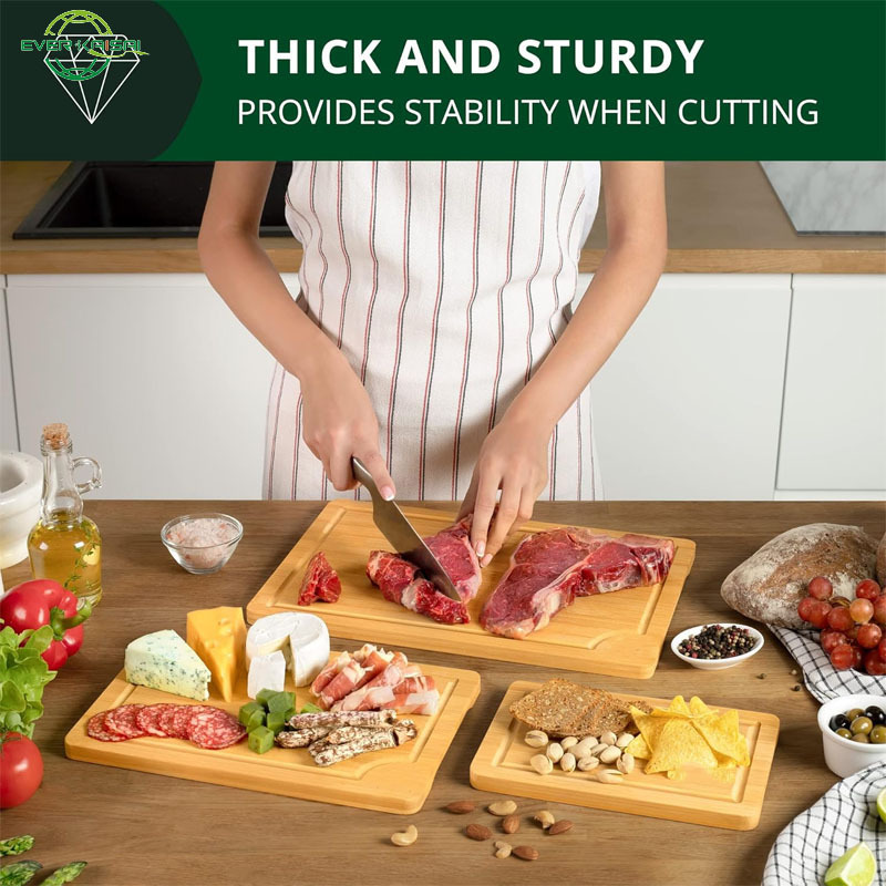 3-Piece Bamboo Cutting Board Set with Juice Groove 4