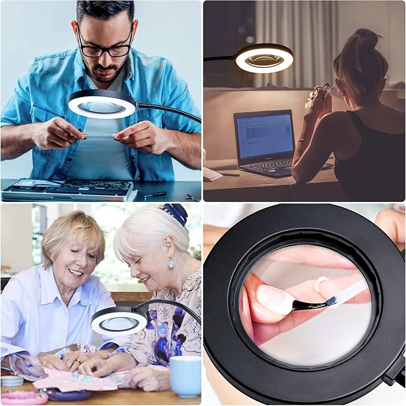 Illuminated 5/10x LED Magnifier Lamp 4