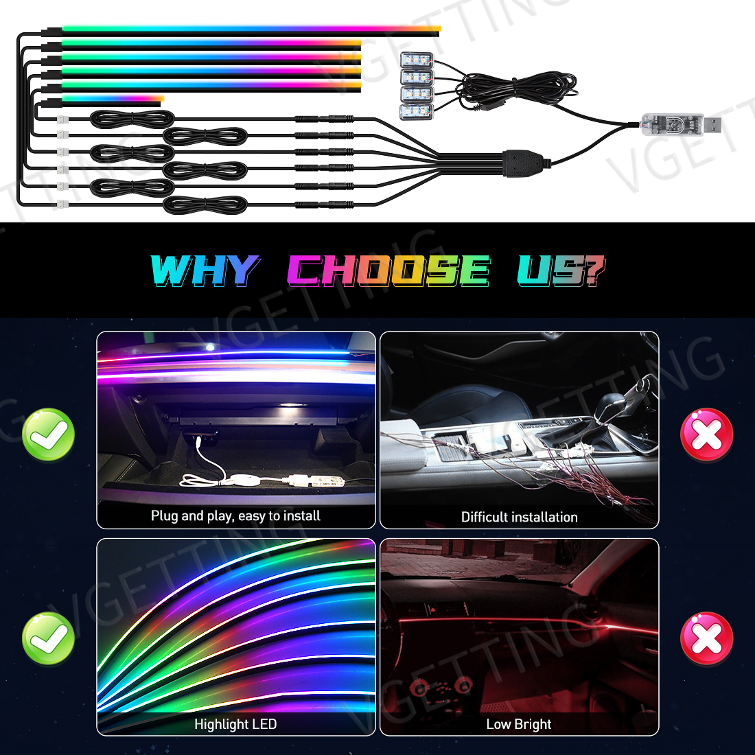 10-in-1 RGB Ambient Light Set with App 4