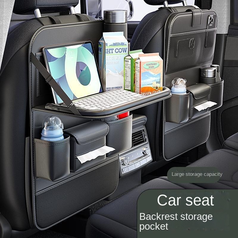 Leather Car Seat Back Organizer Hanging Bag In-Car 4