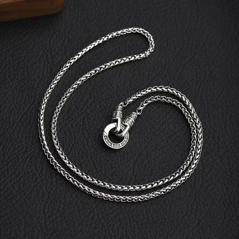Neue 925 Sterling Silber Halskette mit Geflochtener Kette 4