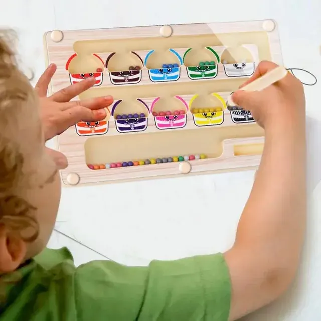 Wooden Magnetic Montessori Maze Sorter 3