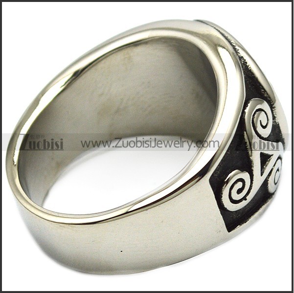 Retro Black Silver Stainless Steel Men's Signet Ring 2