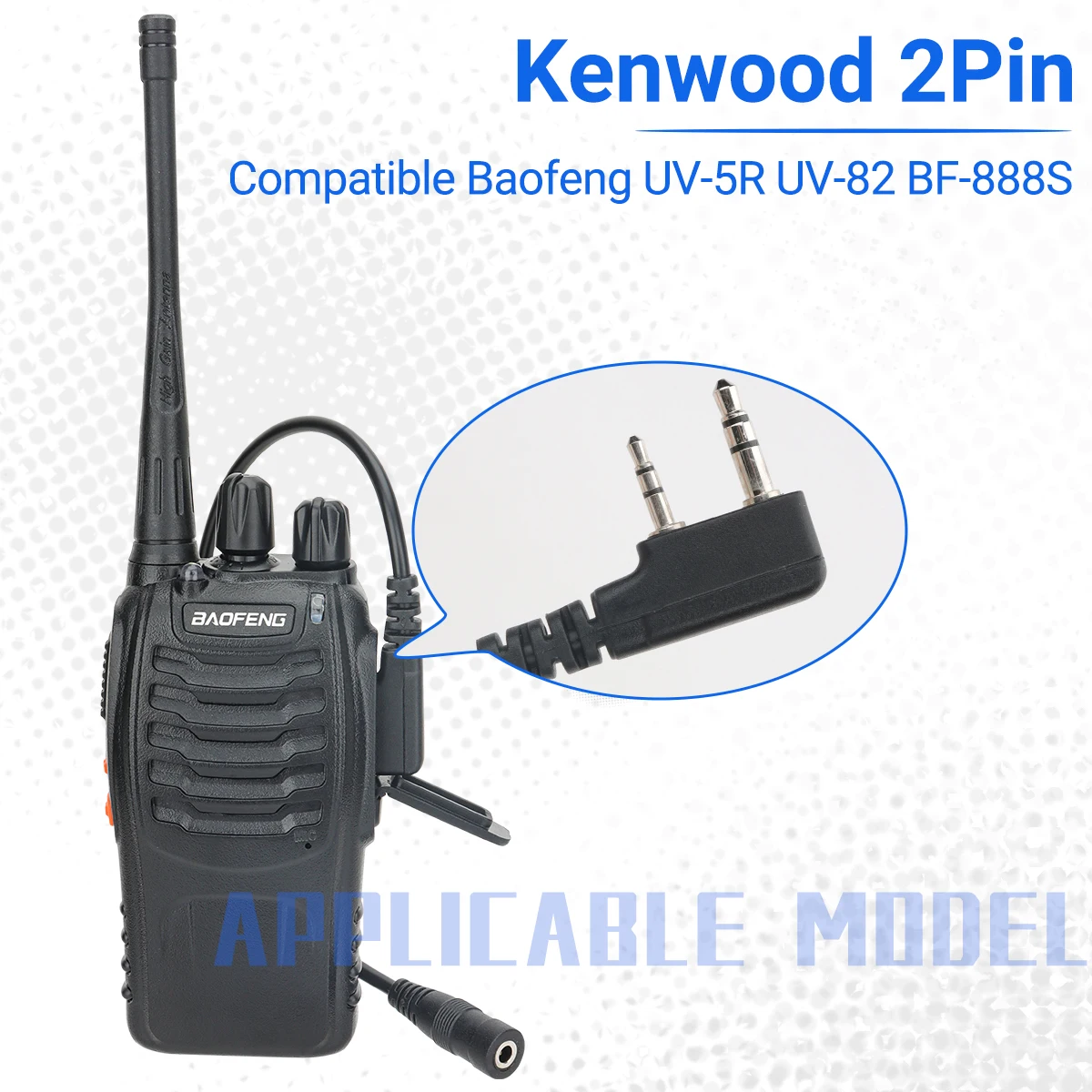 BAOFENG 2-poliges auf 3 5-mm-Walkie-Talkie-Headset-Adapter Ohrhörer-Adapterkabel für UV-5R 3