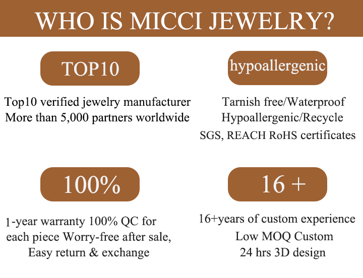 MICCI 18K Gold Stainless Steel Non Tarnish Waterproof 4