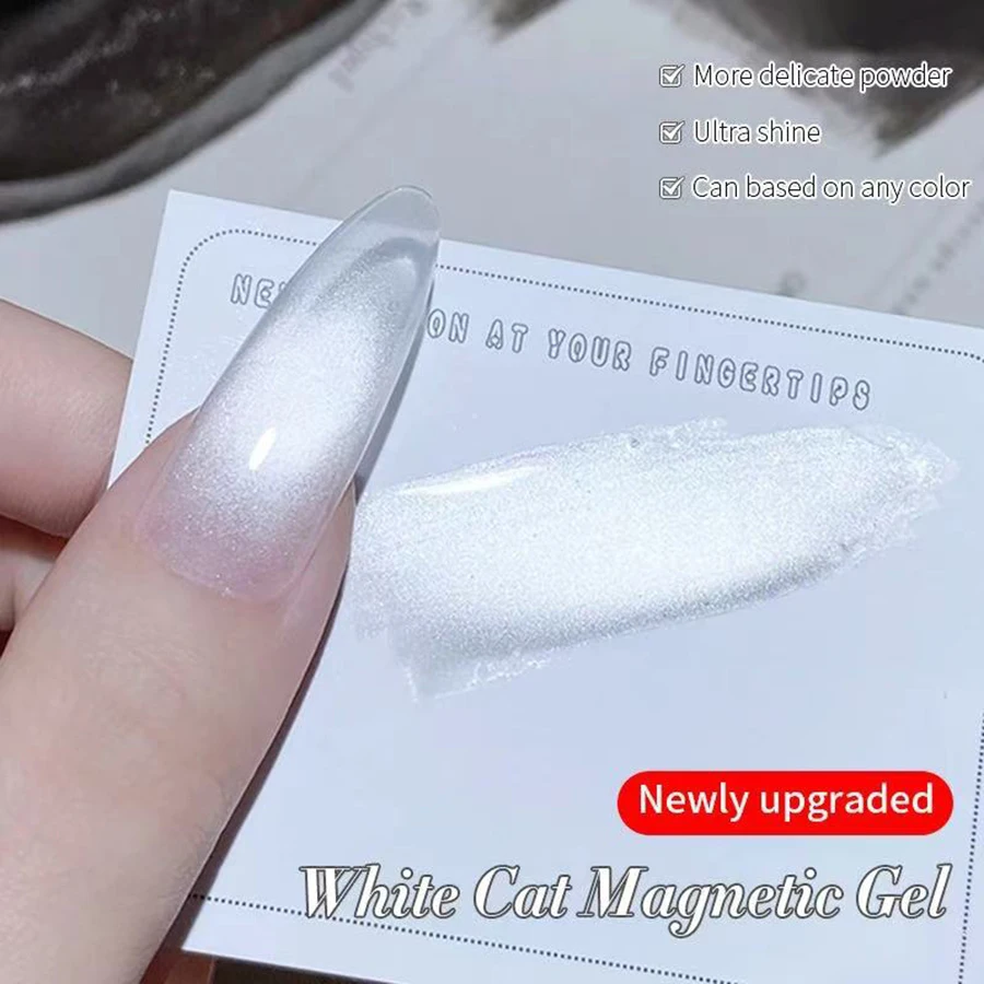 White Cat Eye Gel Polish, Mirror Shine 3