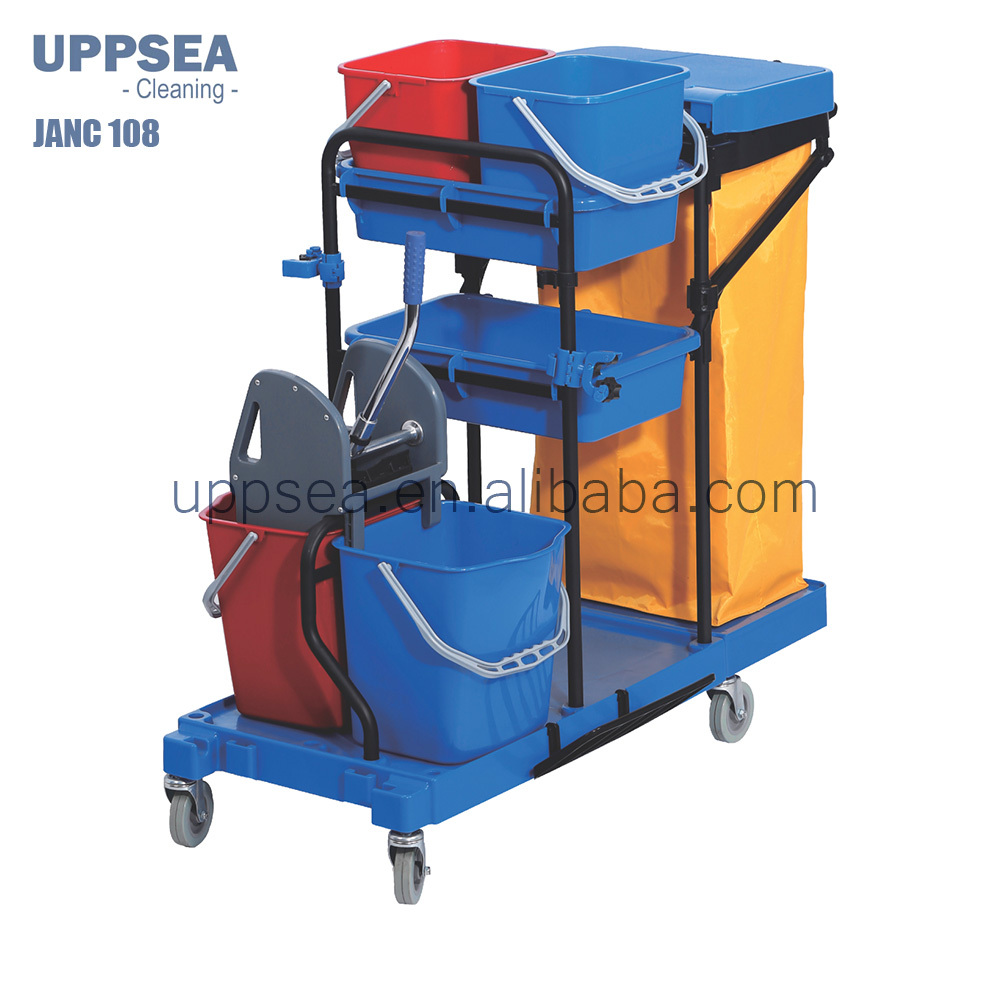 3-Shelf Janitorial Cart with Silent Wheels 2