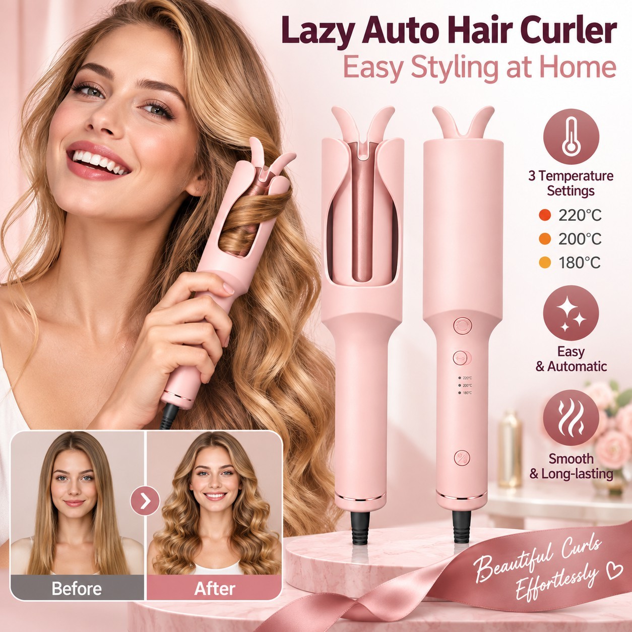 Auto Rotating Long Barrel Curler