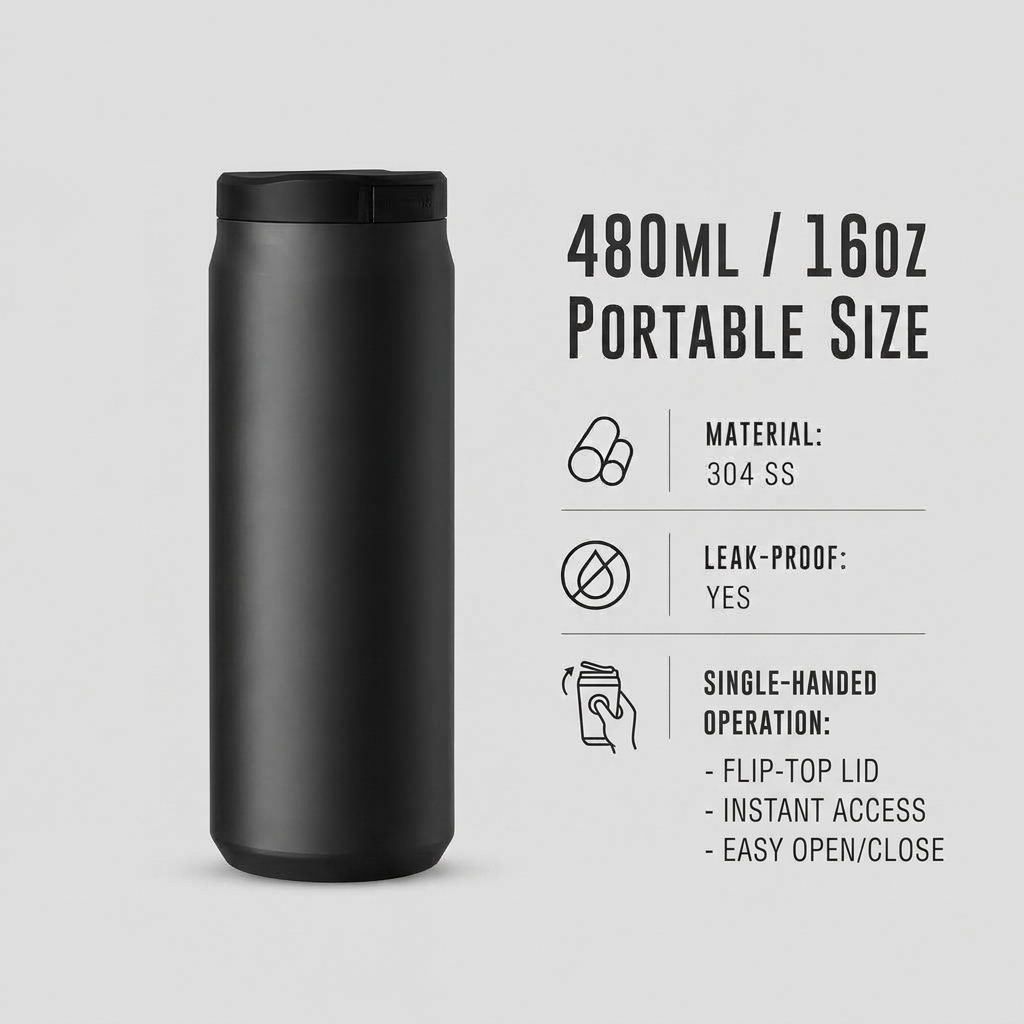 480ml Vacuum Insulated Stainless Steel Water Bottle 2