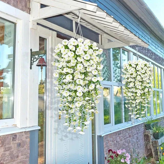 White Artificial Morning Glory Hanging Vine, 75 cm 2