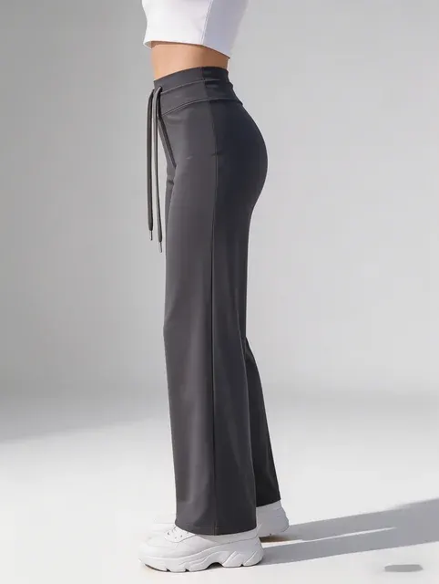Damen-Hose mit Hoher Taille Weichem Elastischem Kordelzug Weitem 2
