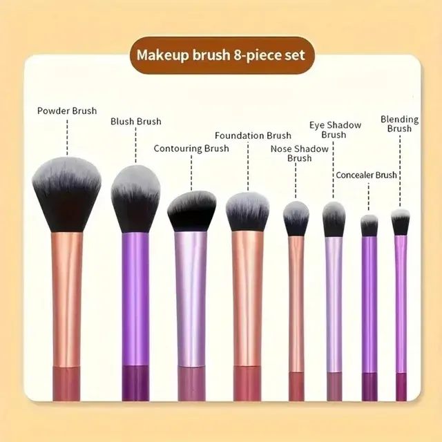 8-teiliges Make-up-Pinsel-Set in Mehrfarbig 4