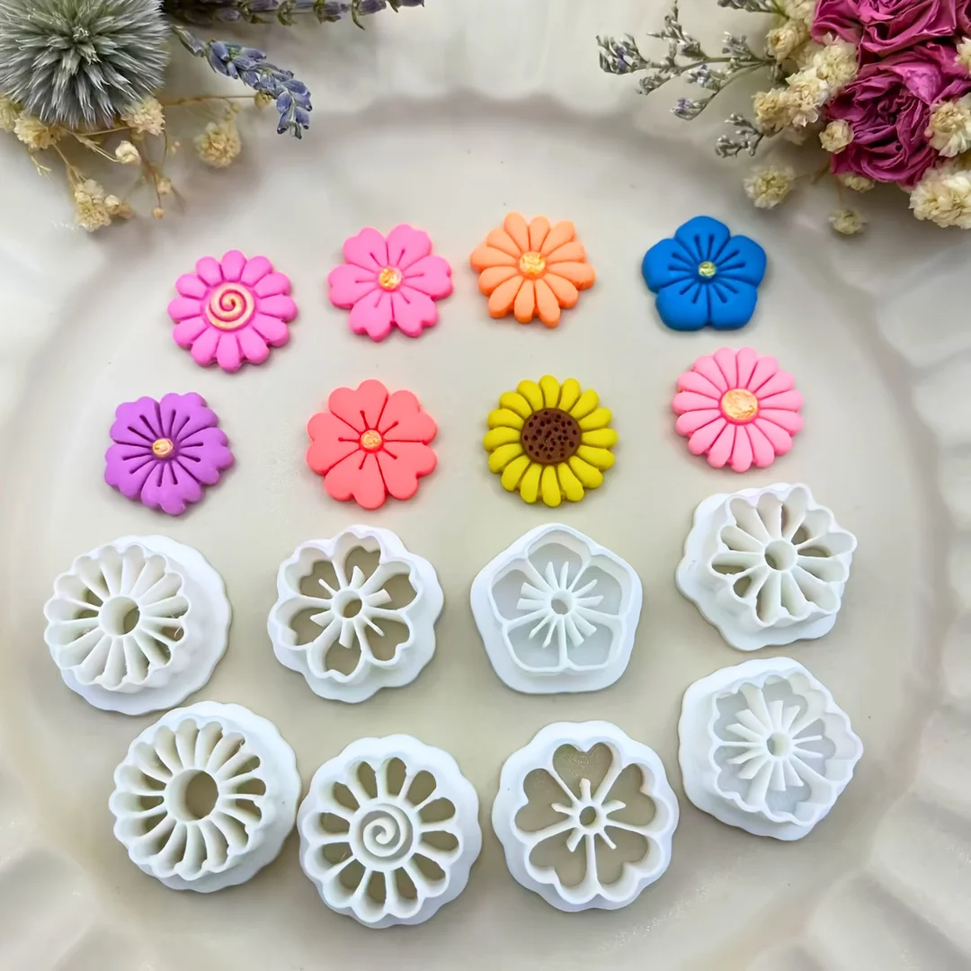 8-teiliges Bohemian-Blumen-Set aus Polymer-Ton-Ausstechformen Hohle Blumenformen für Ohrringe