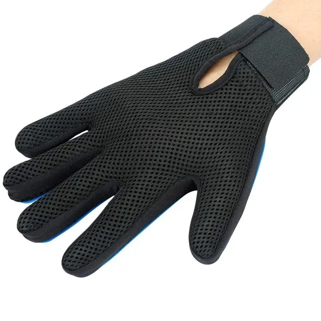 Blaue Fünffinger-Fellpflegehandschuhe für Hunde 4
