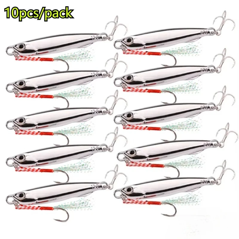 Silver Metal Jig Lure Set, 10 Pieces