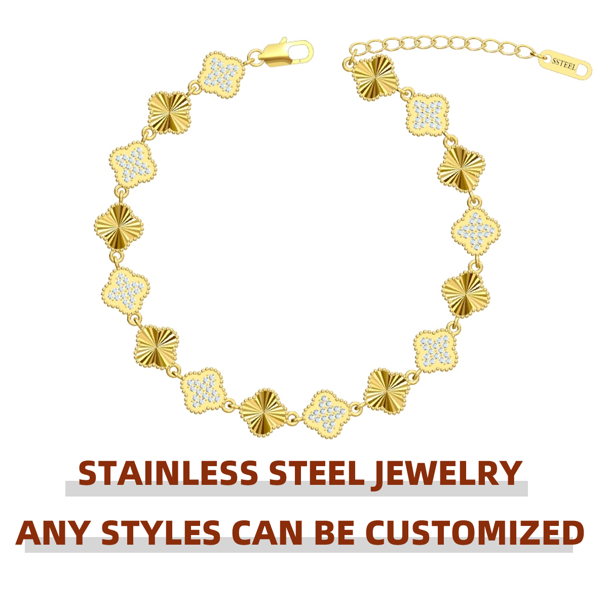 316L Stainless Steel Bracelet 18K Gold Cubic Zirconia 2