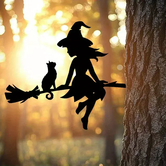 Iron Witch Cat Garden Decor 4