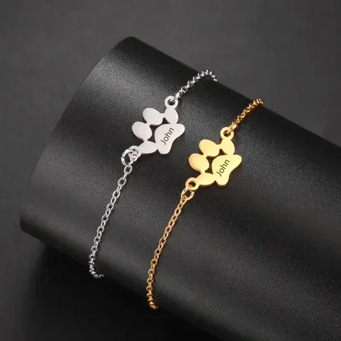Paw Print Name Bracelet