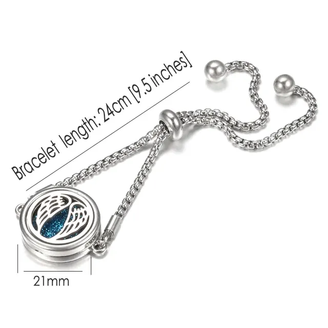 Angel Wing Aromatherapy Locket Stainless Steel Bracelet 2