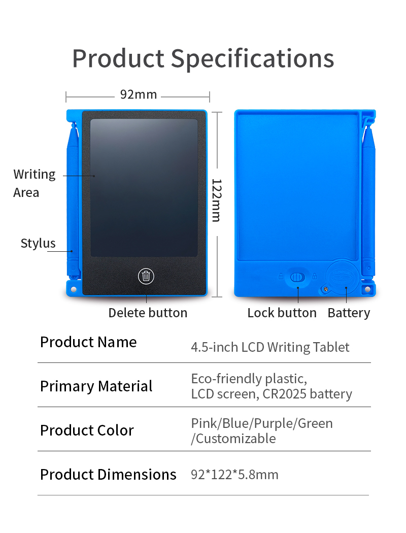 Portable Mini LCD Kids Writing Tablet 2