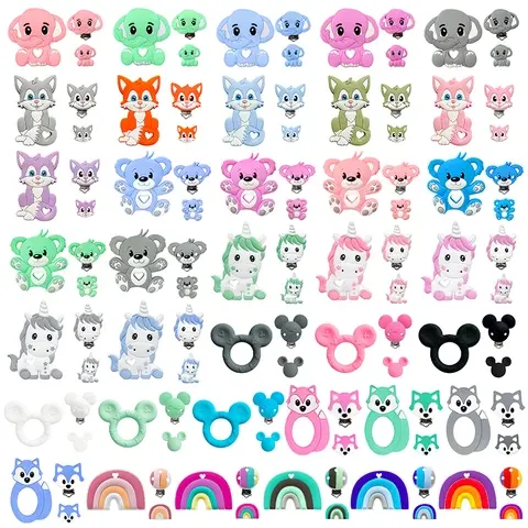3-Piece Silicone Animal Teether and Pacifier Chain Set