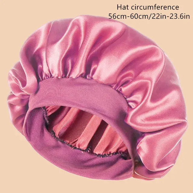 Wide-Brim Satin Shower Cap for Women 4