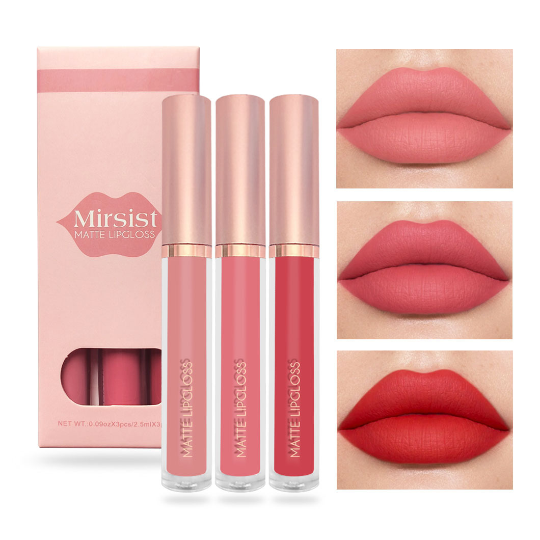 Samtmatte Flüssig-Lipgloss-Set, 3-teilig 4